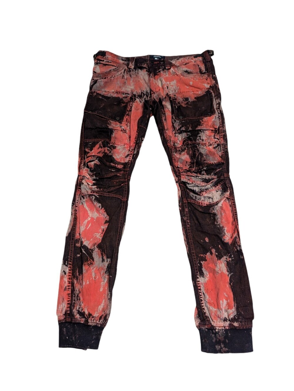 PRPS Splatter Print Mens Red Black Splatter Savoy Fit Jogger Jeans 34x33.5